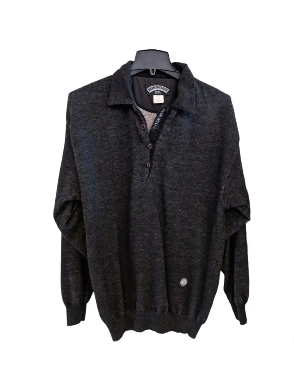 Blue Willi's Charcoal Gray Collared Wool blend Sweater Size XXL Denmark